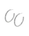 Nadri Cubic Zirconia Hoop Earrings In Rhodium Plated In Silver