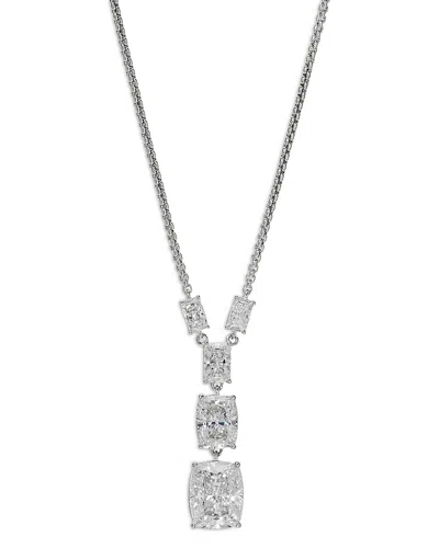 Nadri Cubic Zirconia Lariat Necklace In Rhodium Plated, 16-20 In Silver