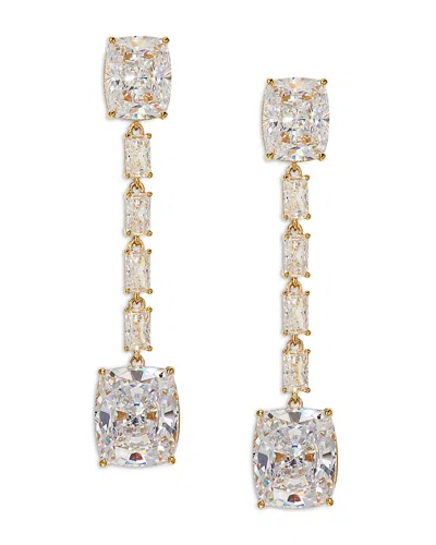 Nadri Cubic Zirconia Linear Drop Earrings In 18k Gold Plated In Gold