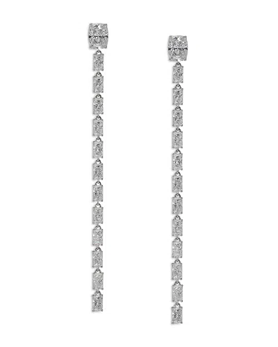 Nadri Cubic Zirconia Linear Drop Earrings In Rhodium Plated