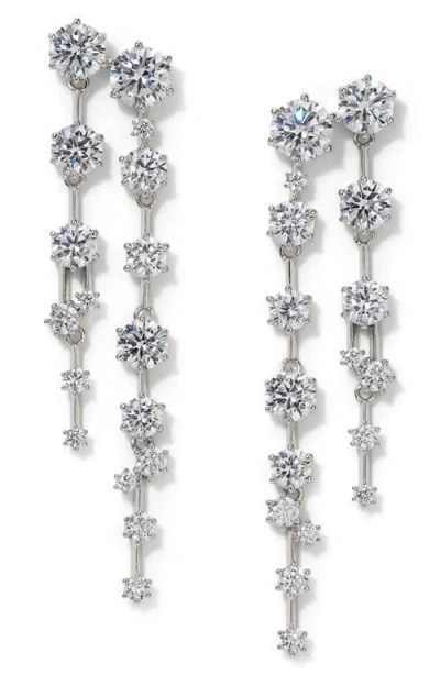 Nadri Cubic Zirconia Linear Drop Earrings In Rhodium
