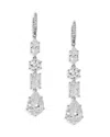 Nadri Cubic Zirconia Mixed Cut Leverback Drop Earrings In Silver