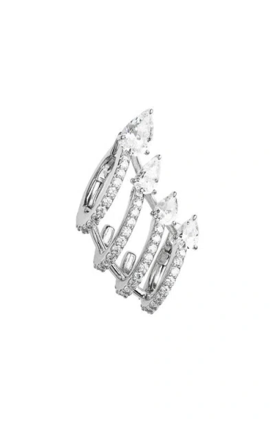 Nadri Cubic Zirconia Multi Row Ear Cuff In Silver