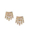 Nadri Cubic Zirconia Multi Row Stud Earrings In 18k Gold Plated In Gold