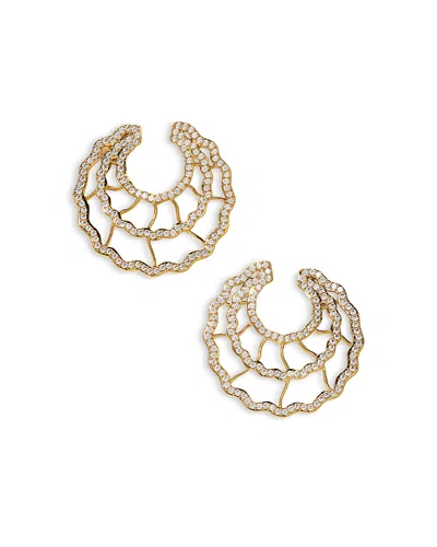 Nadri Cubic Zirconia Pave Juno Triple Circle Statement Earrings In Gold