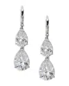 Nadri Cubic Zirconia Pear Double Drop Earrings In Silver