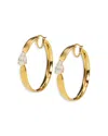 Nadri Cubic Zirconia Pear Solitaire Medium Hoop Earrings In Gold