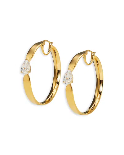 Nadri Cubic Zirconia Pear Solitaire Medium Hoop Earrings In Gold