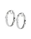 Nadri Cubic Zirconia Pear Solitaire Medium Hoop Earrings In Silver