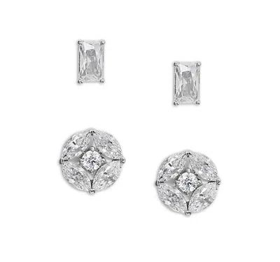 Nadri Cubic Zirconia Stud Earrings, Set Of 2 In Silver