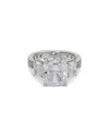 Nadri Cubic Zirconia Three Stone Cocktail Ring In Rhodium Plated In Silver