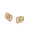 Nadri Cubic Zirconia Triple Row Hoop Earrings In 18k Gold Plated