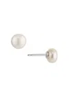 Nadri Cultured Genuine Freshwater Pearl Small Earrings In Rhodium