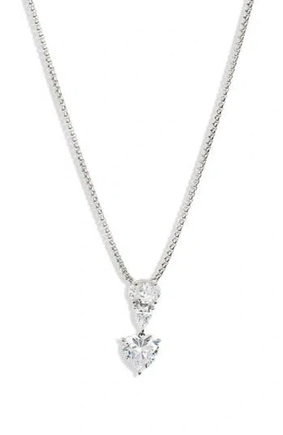 Nadri Cz Heart Drop Pendant Necklace In Metallic