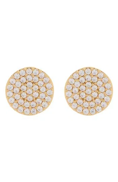 Nadri Cz Pavé Disc Stud Earrings In Clear/gold