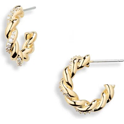 Nadri Cz Pavé Twist Hoop Earrings In Gold