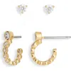 Nadri Daylight Set Of 2 Cubic Zirconia Stud & Huggie Hoop Earrings In Gold