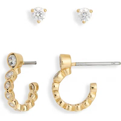 Nadri Daylight Set Of 2 Cubic Zirconia Stud & Huggie Hoop Earrings In Gold