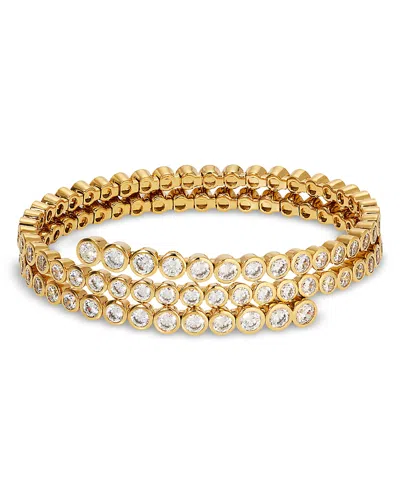 Nadri Dazzle Cubic Zirconia Bezel Triple Flex Wrap Bracelet In Gold