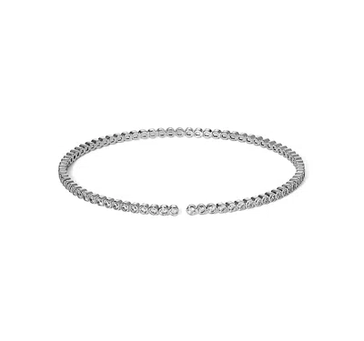 NADRI DAZZLE CUBIC ZIRCONIA STRUCTURED CHOCKER NECKLACE IN RHODIUM PLATED