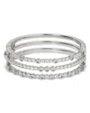 Nadri Dazzle Cubic Zirconia Triple Row Hinged Bangle Bracelet In Silver