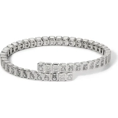 Nadri Dazzle 'em Flexible Wrap Bracelet In Rhodium