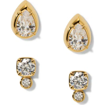 Nadri Delancey Set Of 2 Assorted Stud Earrings In Gold