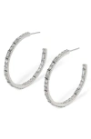 Nadri Cubic Zirconia Hoop Earrings In Rhodium Plated In Rhodium