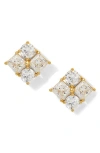 Nadri Cubic Zirconia Cluster Stud Earrings In 18k Gold Plated
