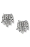 Nadri Cubic Zirconia Multi Row Stud Earrings In Rhodium Plated In Rhodium