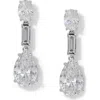 Nadri Cubic Zirconia Drop Earrings In Rhodium Plated