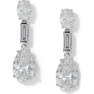 NADRI NADRI DELPHINE CUBIC ZIRCONIA TRIPLE DROP EARRINGS