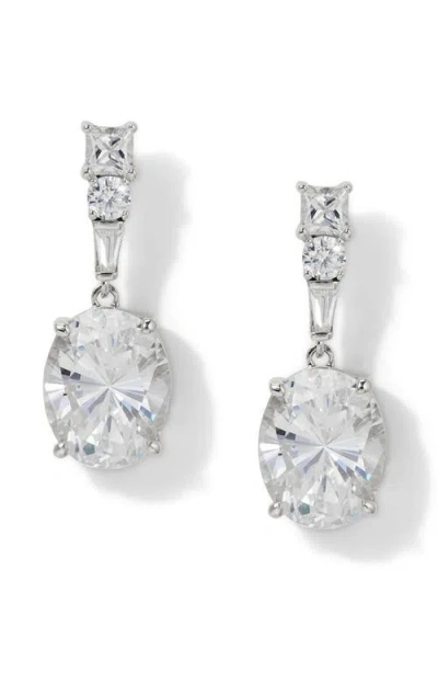 Nadri Delphine Oval Cubic Zironia Drop Earrings In Metallic