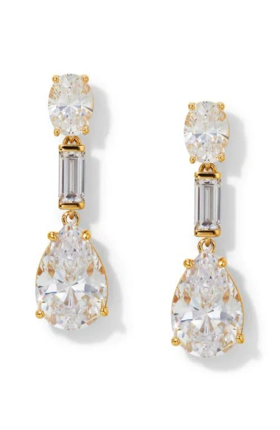 Nadri Delphine Triple Drop Earrings In Gold
