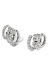 Nadri Delphine Triple Link Hoop Earrings In Rhodium