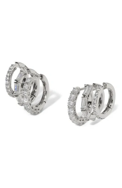 Nadri Delphine Triple Link Hoop Earrings In Metallic