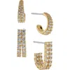 Nadri Disco Duo Pave Hoop Earrings Set In Rhodium Plated Or 18k Gold Plated In Gold