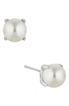 Nadri Dot Dot Dot Imitation Pearl Stud Earrings In Gold/pearl