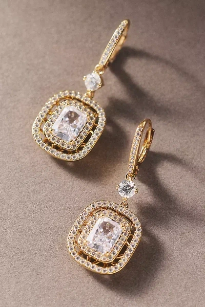 Nadri Double Halo Crystal Earrings In Gold