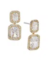 Nadri Emerald Cut Halo Drop Earrings In 18k Gold Plated Or Rhodium Plated In Gold
