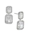 Nadri Emerald Cut Halo Drop Earrings In 18k Gold Plated Or Rhodium Plated In Silver