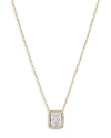 Nadri Emerald Cut Halo Pendant Necklace, 16 In Gold
