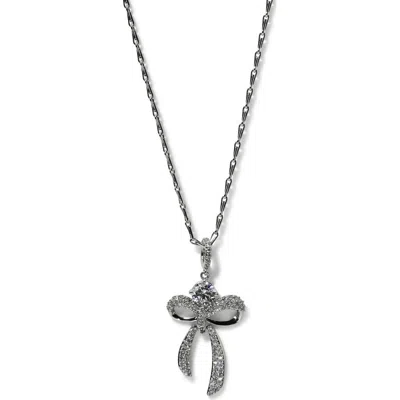 Nadri Eros Bow & Cubic Zirconia Pendant Necklace In Metallic