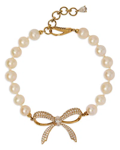 Nadri Eros Pave Bow & Pearl Bracelet In White