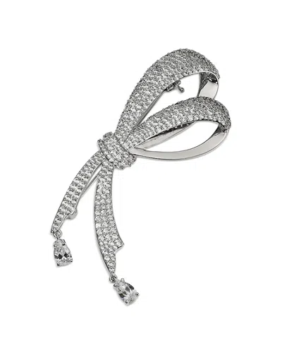 Nadri Eros Pave Half Bow Pin In Silver