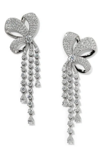 Nadri Eros Crystal Ribbon Chandelier Earrings In Silver