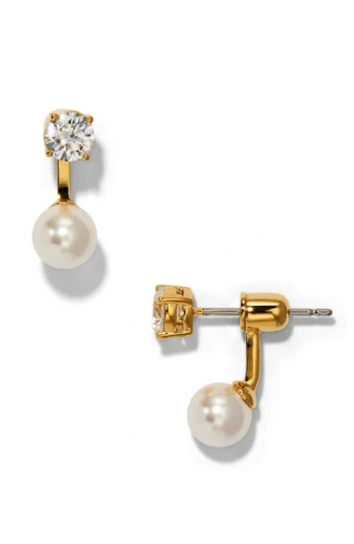 Nadri Esme Crystal & Faux Pearl Drop Earrings In Gold
