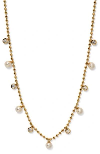 Nadri Esme Crystal & Faux Pearl Station Necklace In Purple
