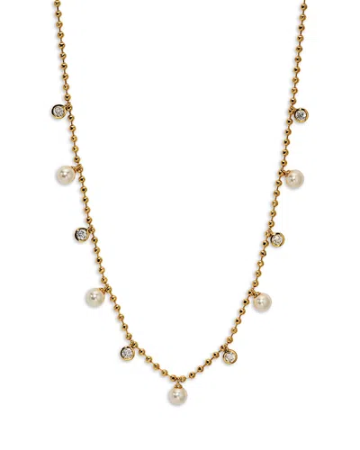 Nadri Esme Cubic Zirconia & Imitation Pearl Ball Chain Shaky Necklace, 16-19 In Pink