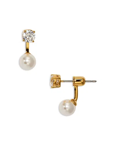 Nadri Esme Cubic Zirconia & Imitation Pearl Front To Back Earrings In Gold